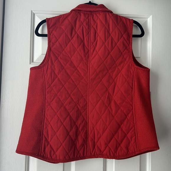 Talbots rust color diamond quilt vest corduroy trim pockets medium petite - Picture 4 of 4